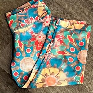 Niyama Sol Floral Print Capris in Teal, Yellow, Coral